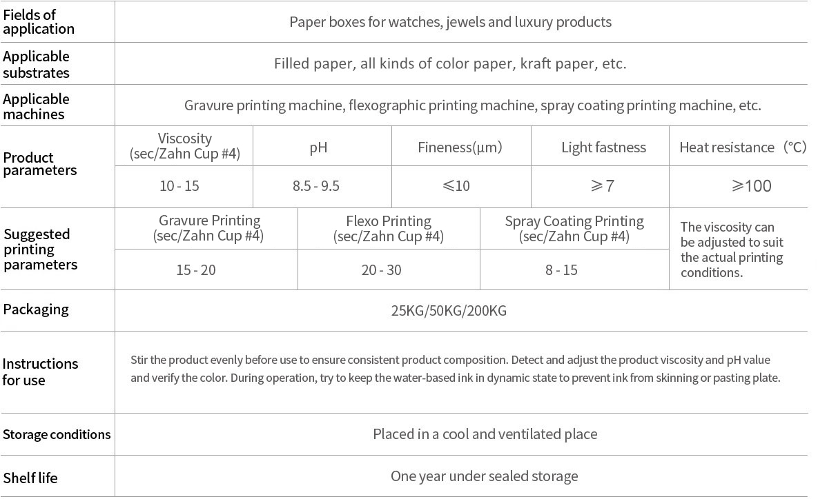 Water-based ink for luxury packaging printing